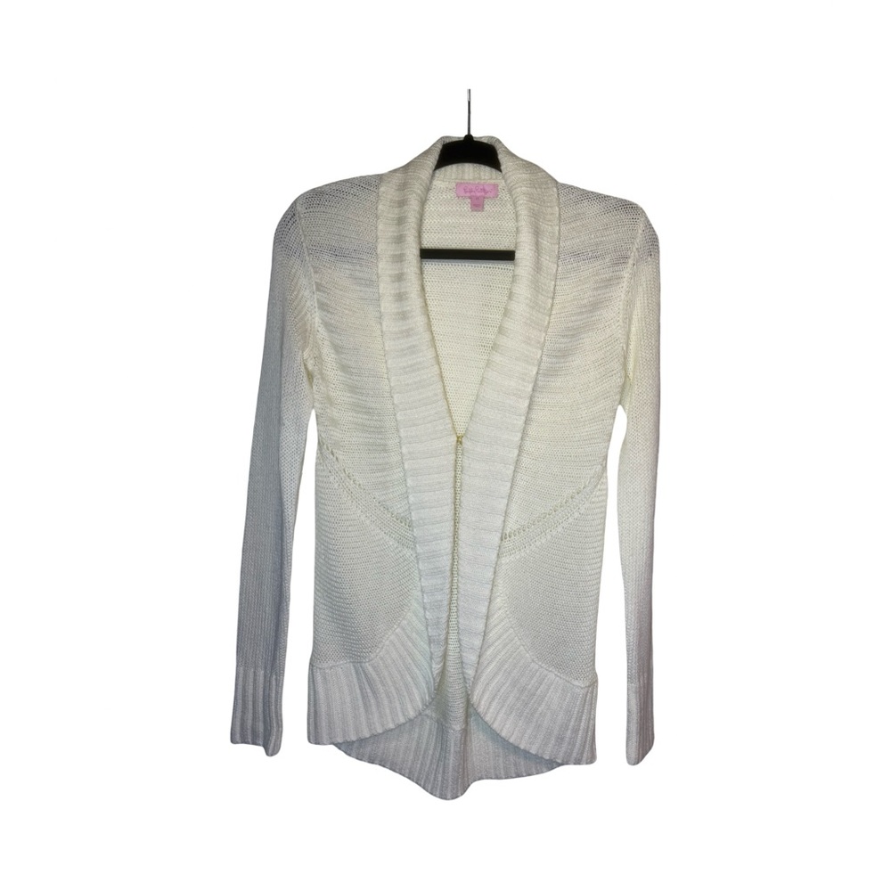 LILLY PULITZER Cream/Ivory/Off-White Lightweight Knit Sweater Cardigan Size XS